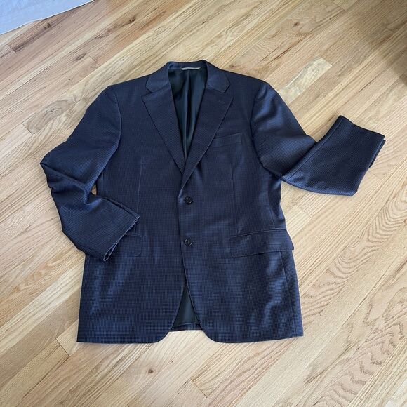 Canali 1934 Suit/Sport Coat Blue Grey Check 42R Dual Vents 2 Button 100% Wool - Picture 10 of 13